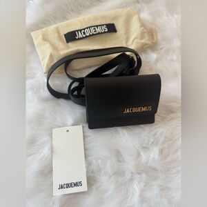 Jacquemus Black Belt Bag with Gold Logo
